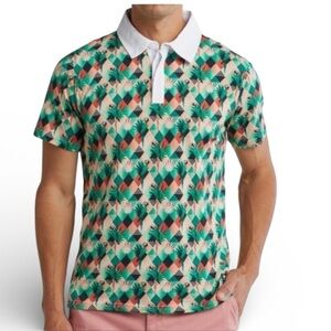 WeSC Parrots Green Graphic Slim Muscle Fitted Polo Shirt Men’s L
